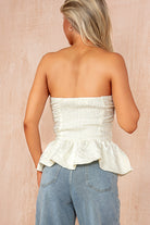Arianna Cream Jacquard Peplum Top