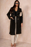 Ariel Black Longline Belted Coat