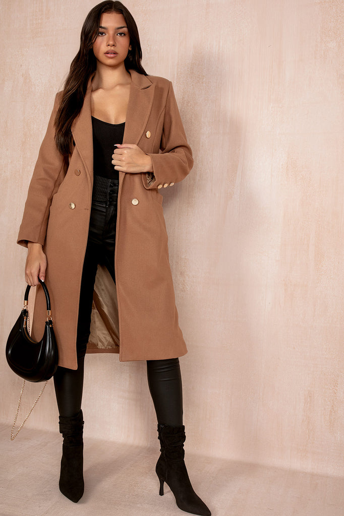 Ariel Camel Longline Belted Coat