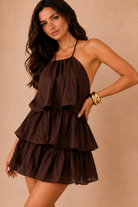 Ariel Chocolate Ruffle Tiered Dress