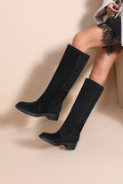 Ariella Black Suedette Knee High Boots