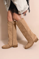 Ariella Camel Suedette Knee High Boots