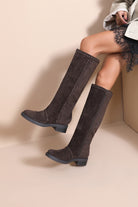 Ariella Dark Brown Suedette Knee High Boots