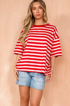 Aries Red and Pink Cotton Striped T Shirt