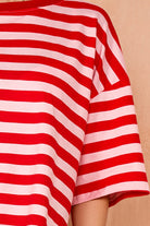 Aries Red and Pink Cotton Striped T Shirt