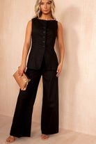 Ariyah Black Waistcoat Co Ord