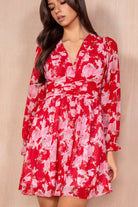 Arizona Red Chiffon Print Dress