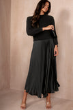 Arlene Black Pleated Dress