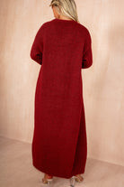 Arya Wine Hairy Knit Longline Knit