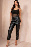 Asher Black Leather Look Cigarette Trousers