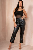 Asher Black Leather Look Cigarette Trousers