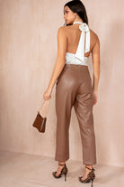 Asher Camel Leather Look Cigarette Trousers