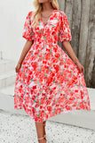 Ashley Red Chiffon Print Dress