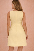 Athenia Yellow Tweed Pocket Detail Mini Dress