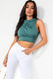 Atlas Duck Egg Ruched Crop Top