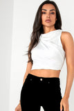 Atlas White Ruched Crop Top