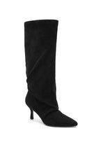 Audrey Black Suedette Knee High Boots