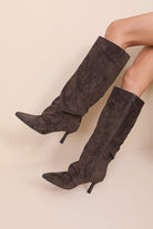 Audrey Light Brown Suedette Knee High Boots