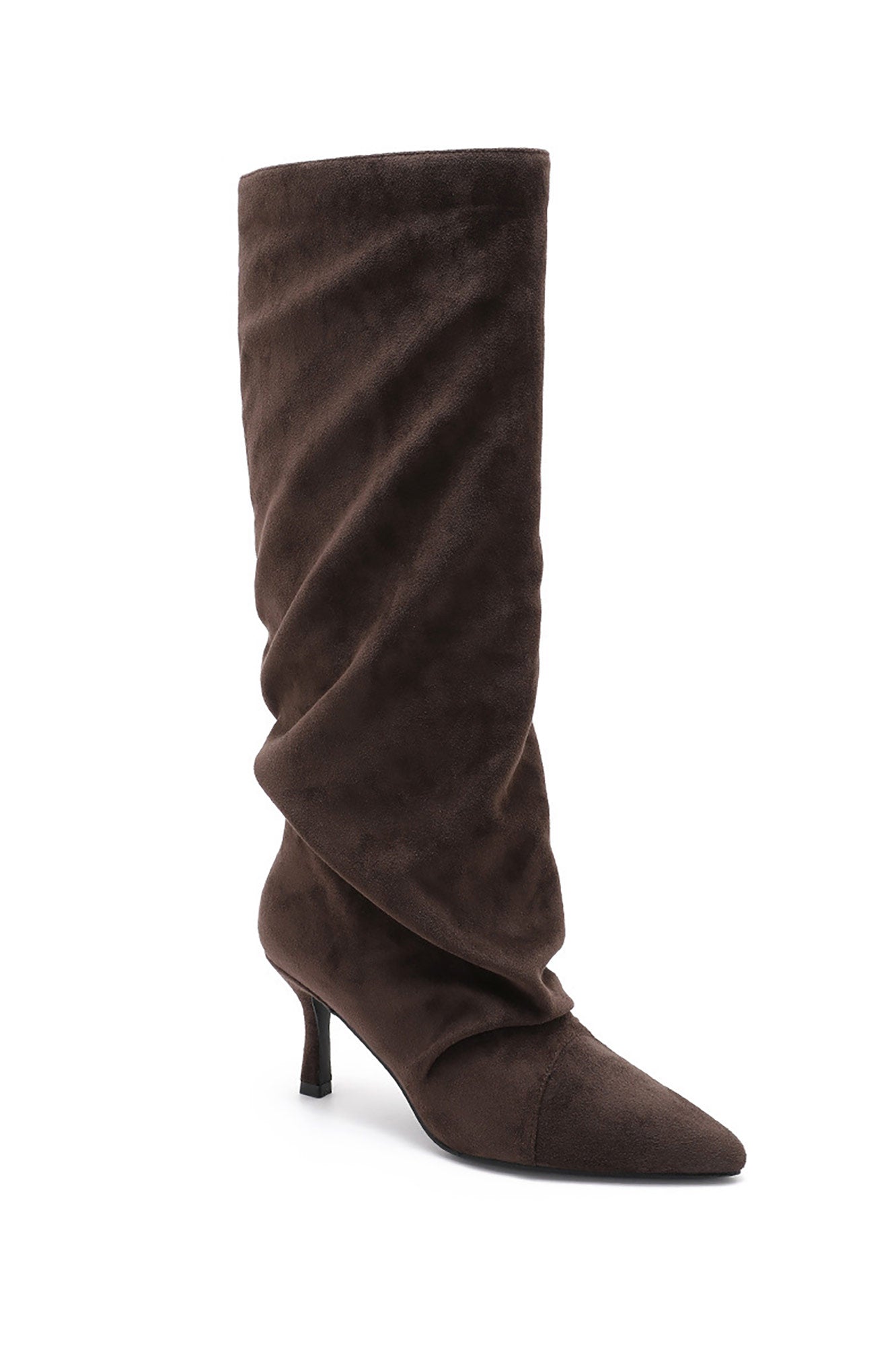 Audrey Light Brown Suedette Knee High Boots