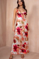 Audrey Peach Satin Maxi Dress