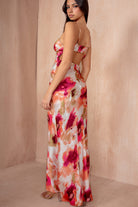 Audrey Peach Satin Maxi Dress