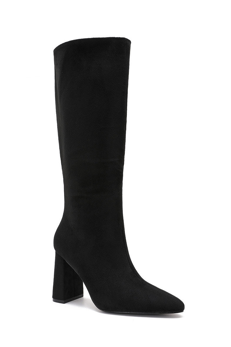 Aurora Black Suedette Knee High Boots