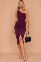 Ava Plum Sparkle One Shoulder Dress