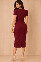 Aveline Wine Seam Detail Midi Dress