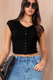 Avery Black Ribbed Top