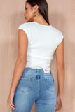 Avery White Ribbed Knit Top