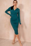 AX Paris Adeline Teal Ruched Dress