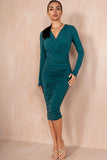 AX Paris Adeline Teal Ruched Dress