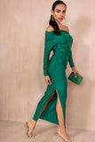 AX Paris Alina Green Off The Shoulder Dress