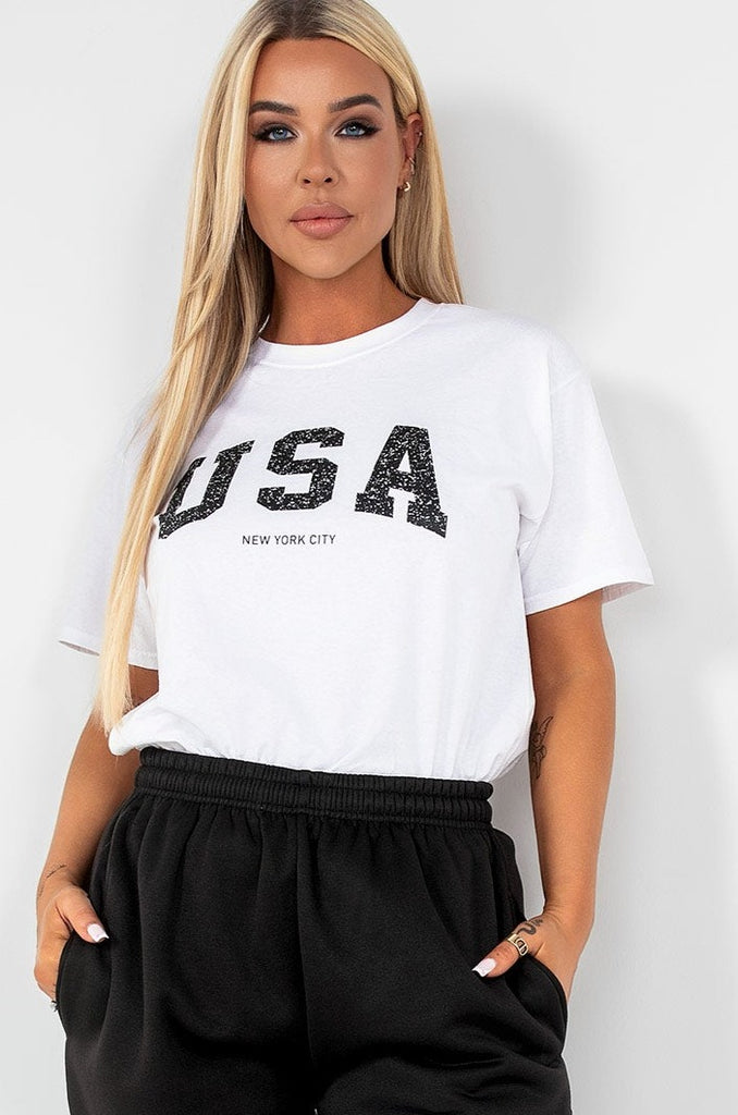 AX Paris Anna White 'USA' T-Shirt