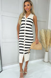 AX Paris Ariella Cream Knit Striped Dress