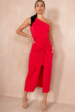 AX Paris Audrey Red One Shoulder Dress