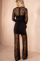 AX Paris Bertha Black Lace Flare Leg Jumpsuit