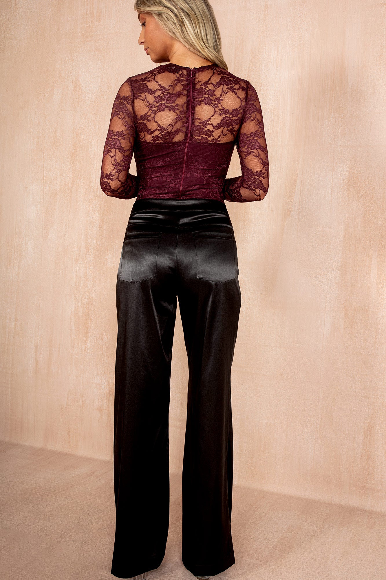 AX Paris Bree Black Satin Straight Leg Trousers