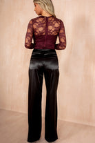 AX Paris Bree Black Satin Straight Leg Trousers