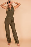 AX Paris Briana Khaki Cowl Neck Jumpsuit