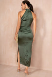 AX Paris Brooks Olive Satin Dress