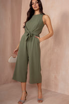 AX Paris Cadhla Khaki Tie Waist Jumpsuit