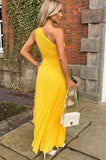 AX Paris Charleen Yellow Pleated Dress