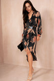 AX Paris Cooper Black Print Wrap Dress