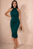 AX Paris Cora Teal Halter Neck Dress