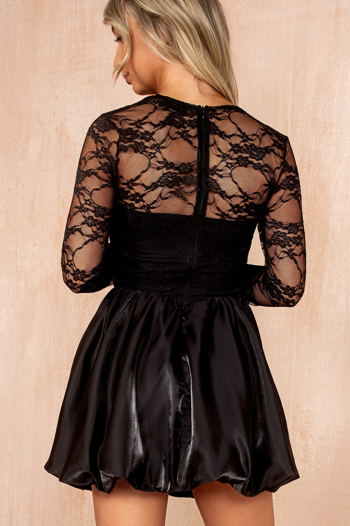 AX Paris Daniela Black Lace 2 in 1 Bubble Hem Dress