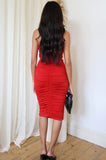 AX Paris Edwina Red Ruched One Shoulder Dress