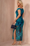 AX Paris Elga Teal Print Mesh Dress