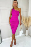 AX Paris Elyza Pink One Shoulder Midi Dress