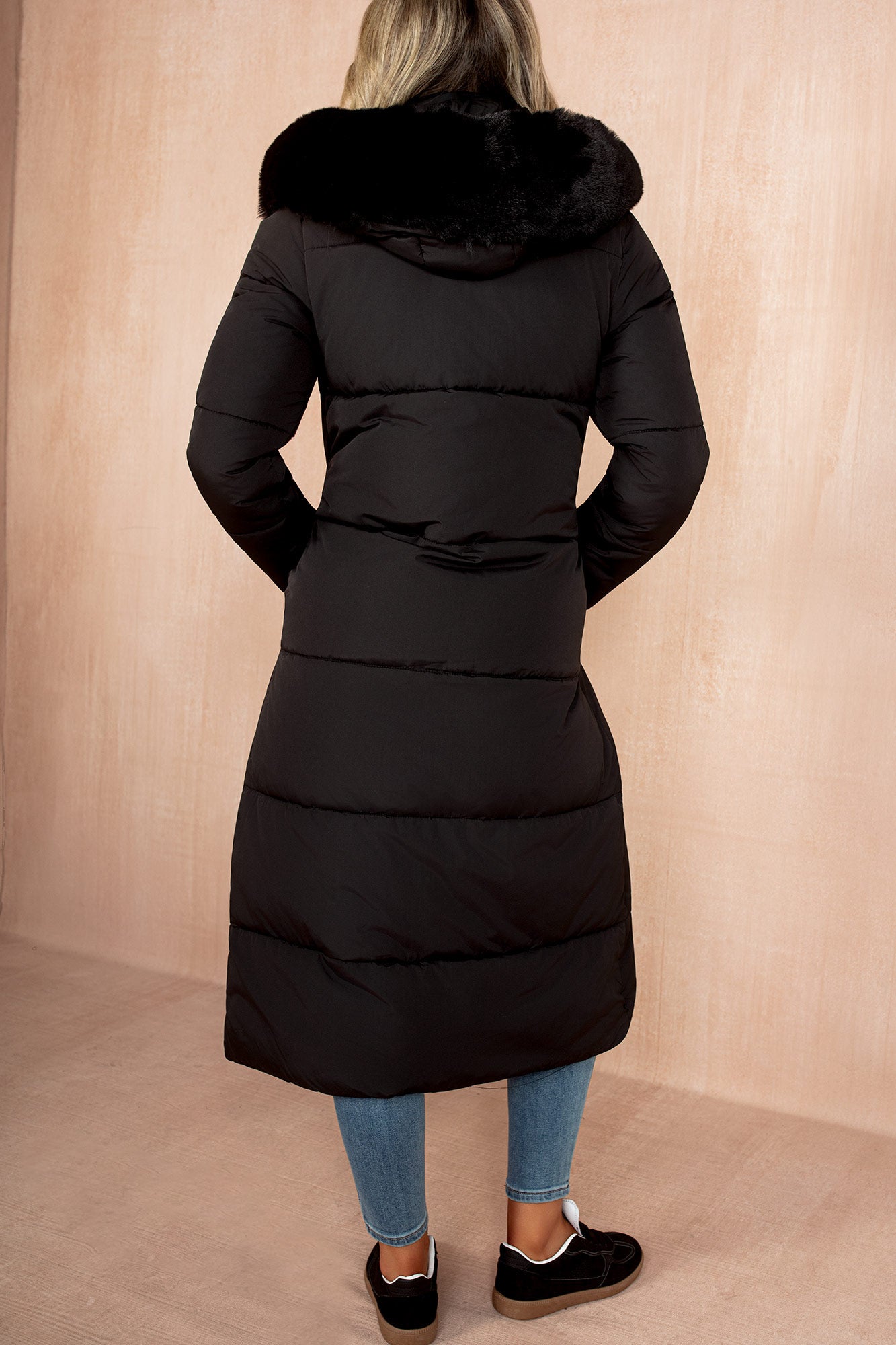 AX Paris Esther Black Padded Longline Coat